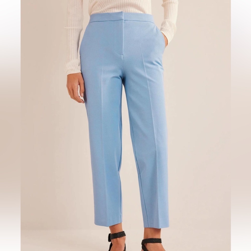 Boden Bi-Stretch Straight Trouser In Light Blue Size 6